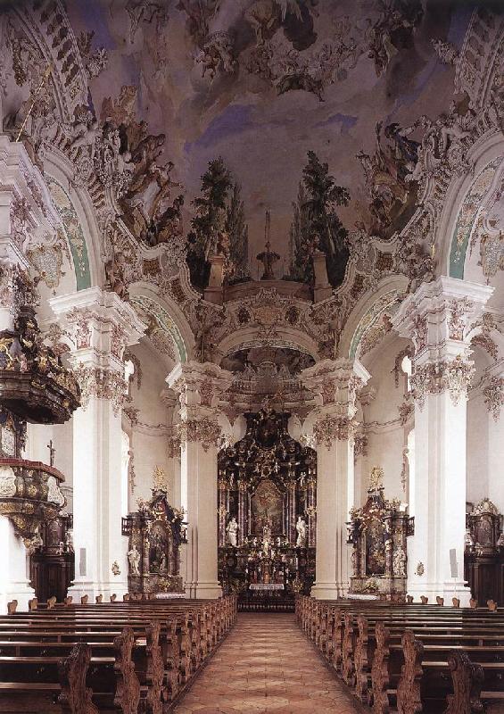 ZIMMERMANN  Johann Baptist Interior with ceiling fresco oil painting picture